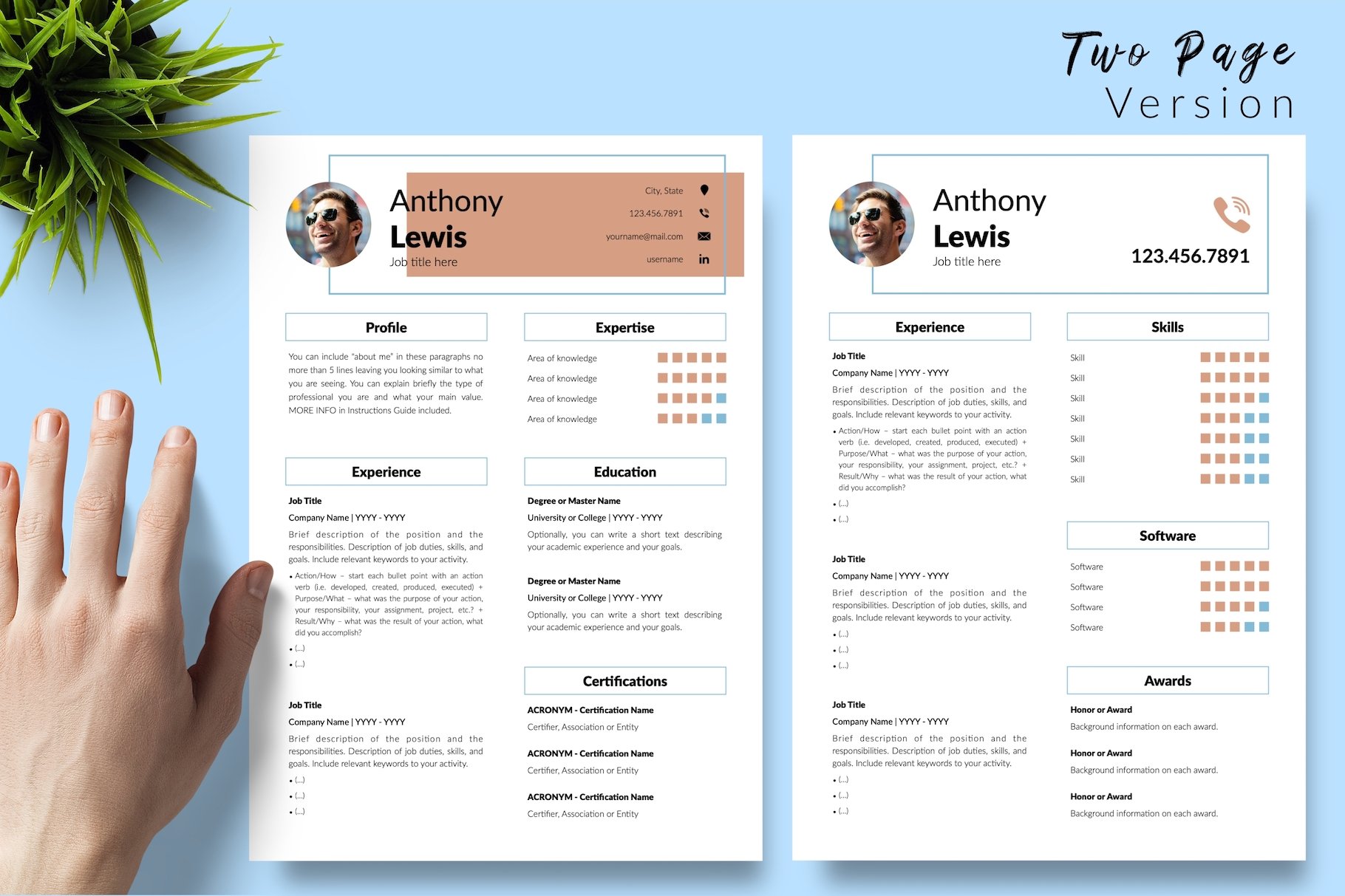 resume cv template anthony lewis for creative market 03 two page version 546