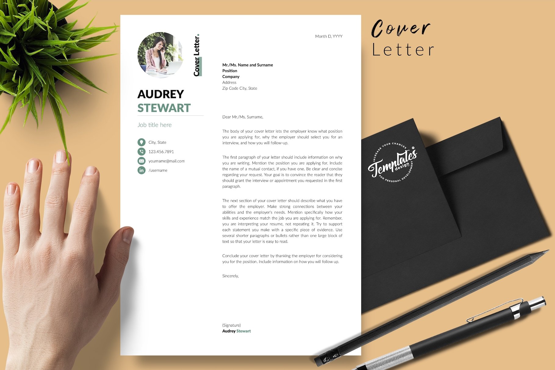 resume cv template audrey stewart for creative market 05 cover letter 597