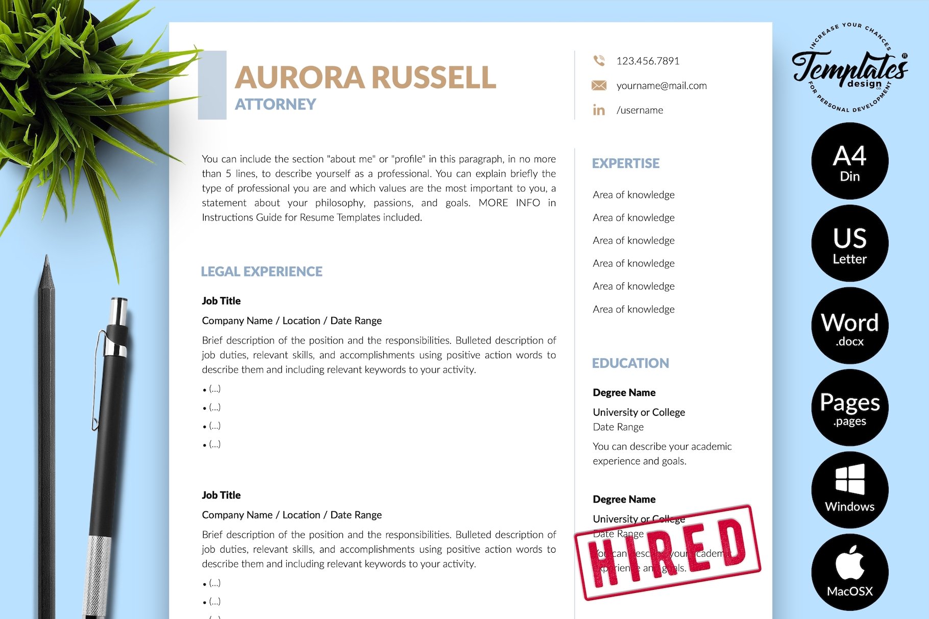 Lawyer CV Design / Resume - Aurora cover image.