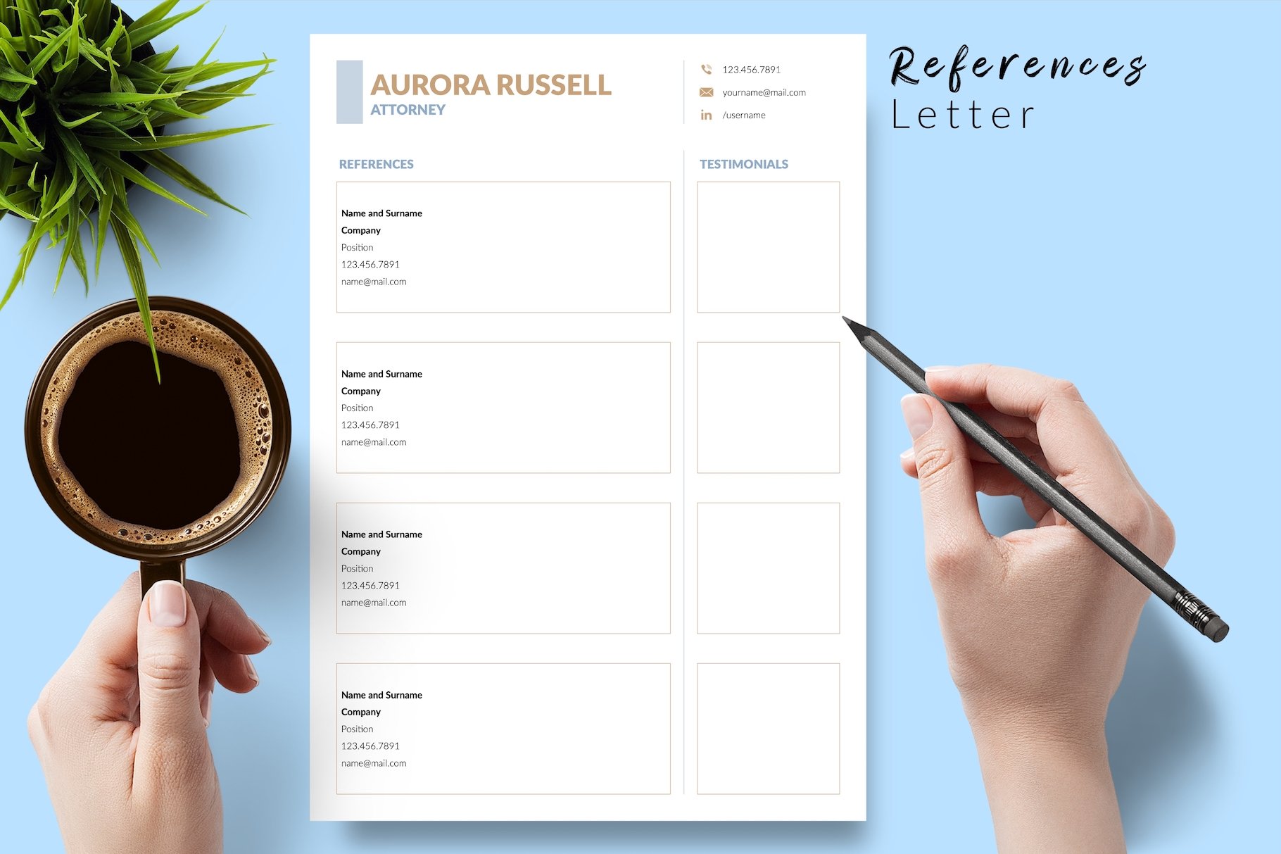 resume cv template aurora russell for creative market 06 references 640