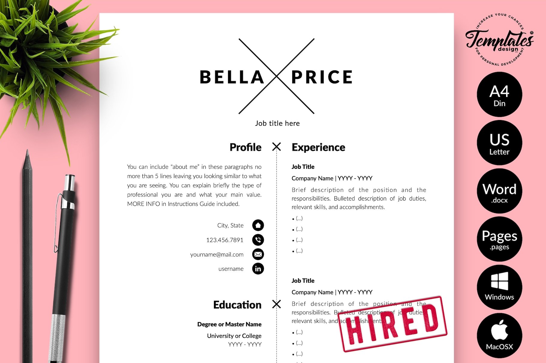 Simple CV Template / Resume - Bella cover image.