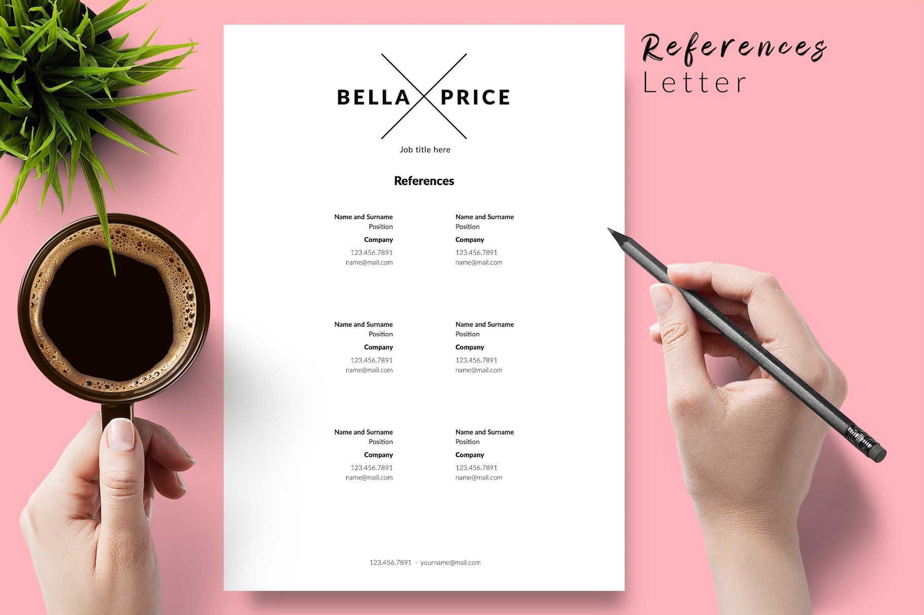 resume cv template bella price for creative market 06 references 221
