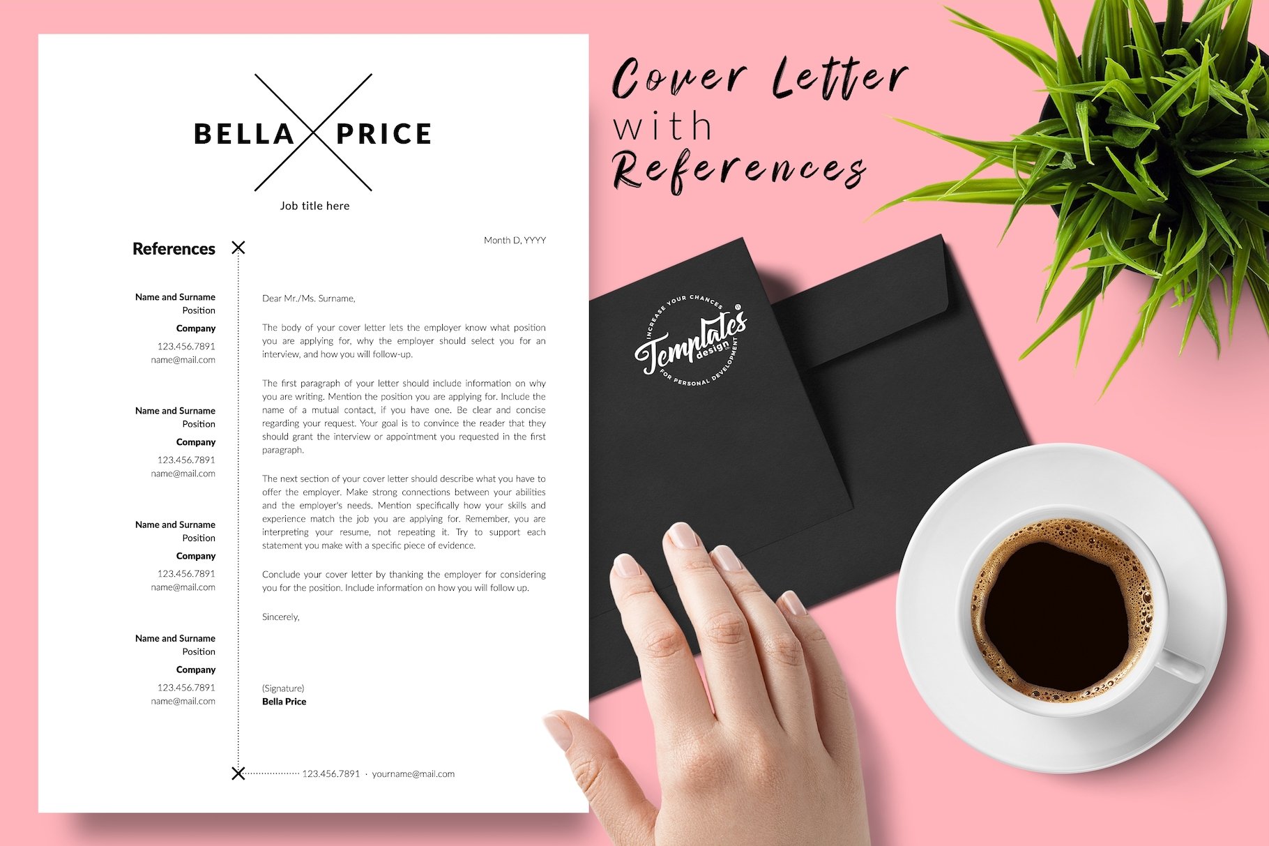 resume cv template bella price for creative market 07 cover letter with references 845