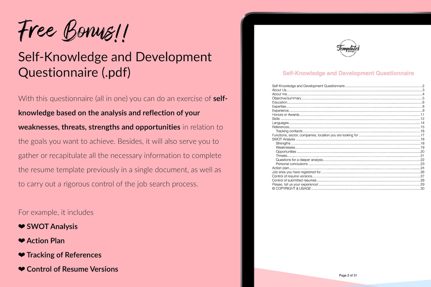 resume cv template bella price for creative market 12 self knowledge and development questionnaire 879