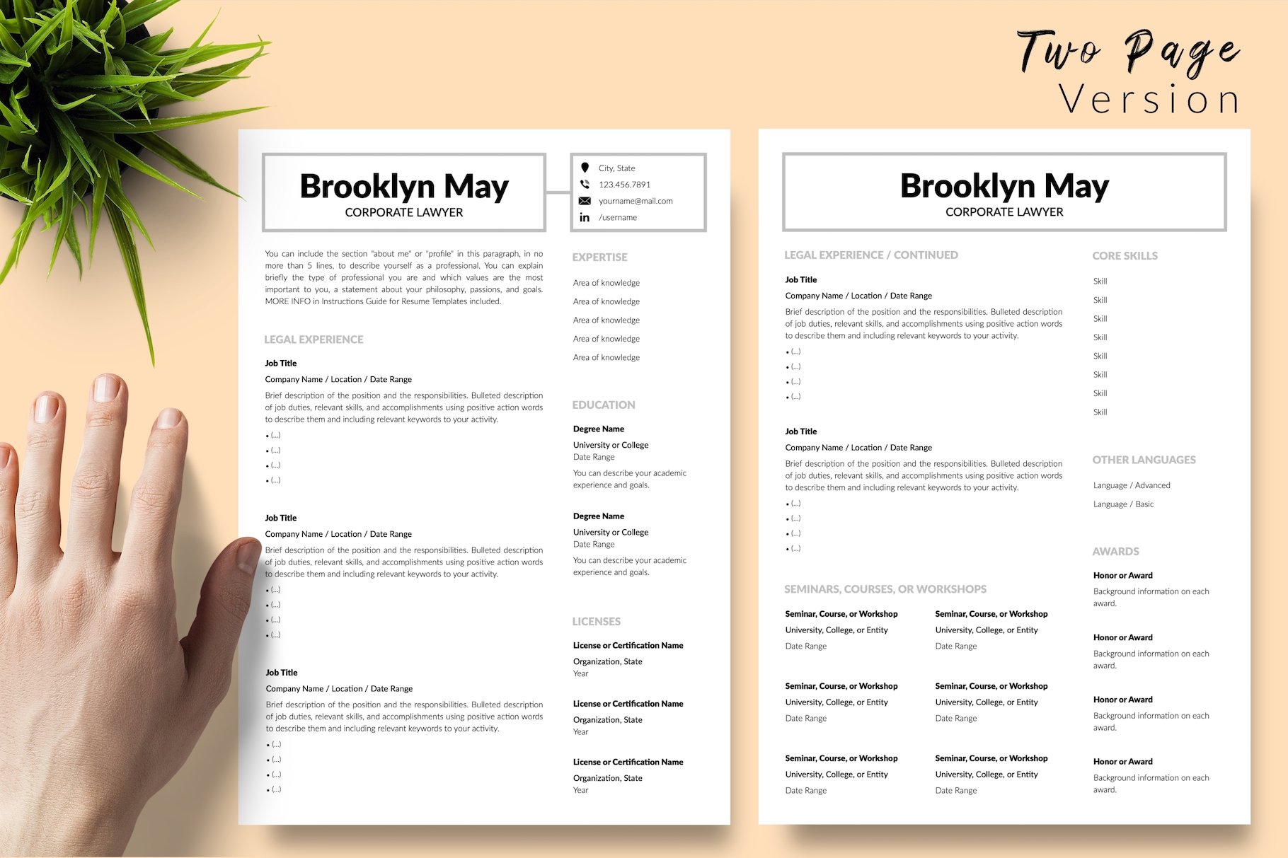 resume cv template brooklyn may for creative market 03 two page version 224