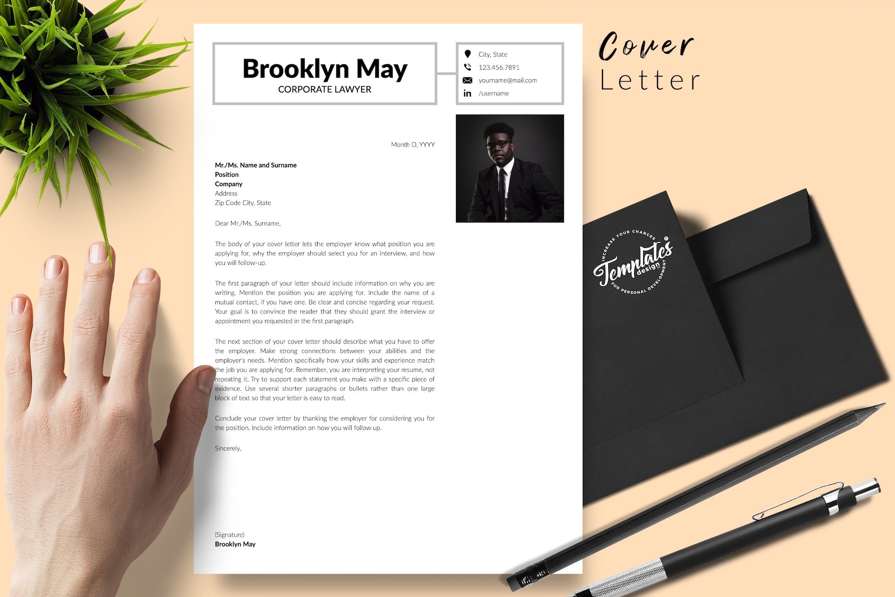 resume cv template brooklyn may for creative market 05 cover letter 736
