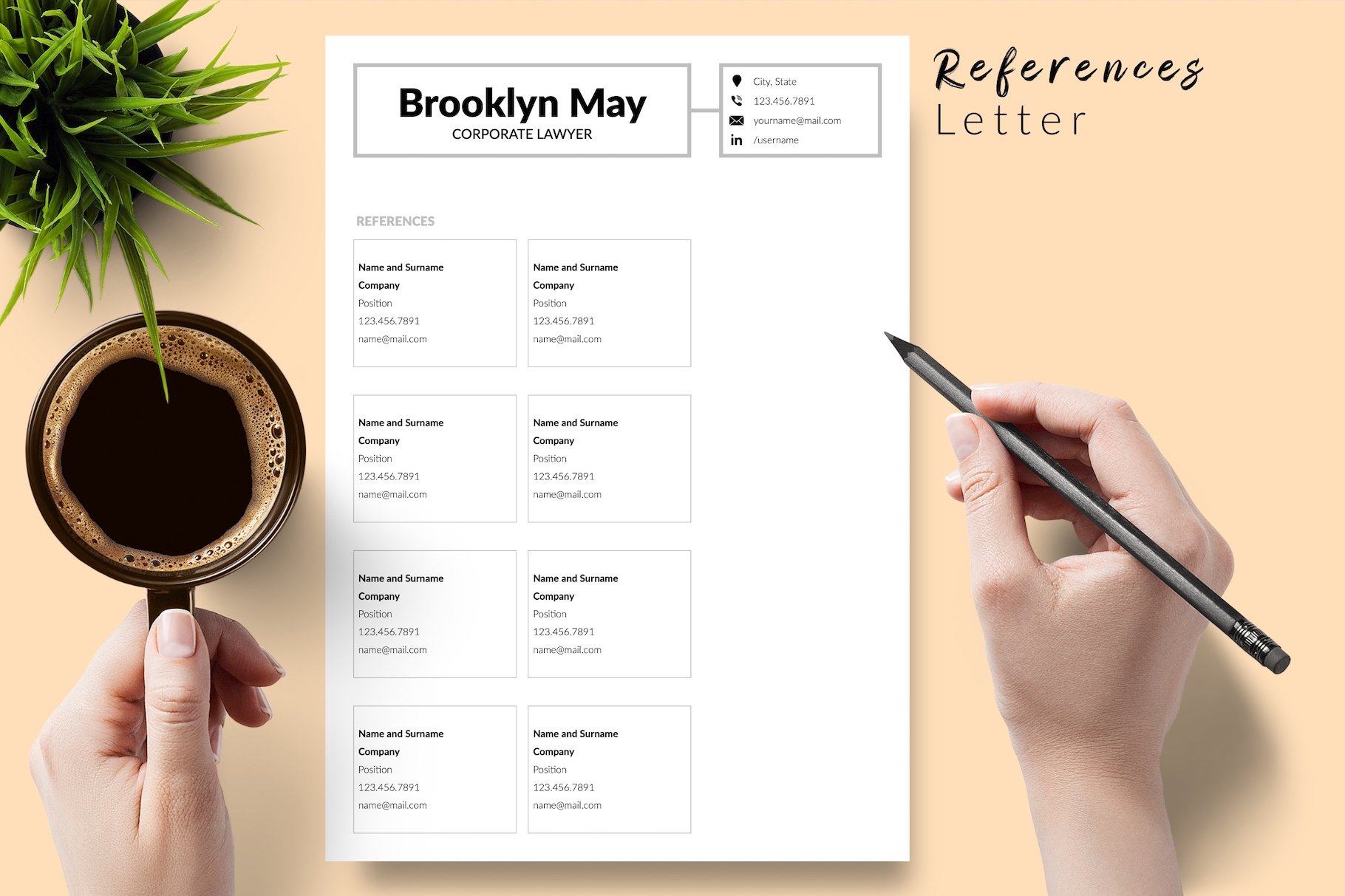 resume cv template brooklyn may for creative market 06 references 979