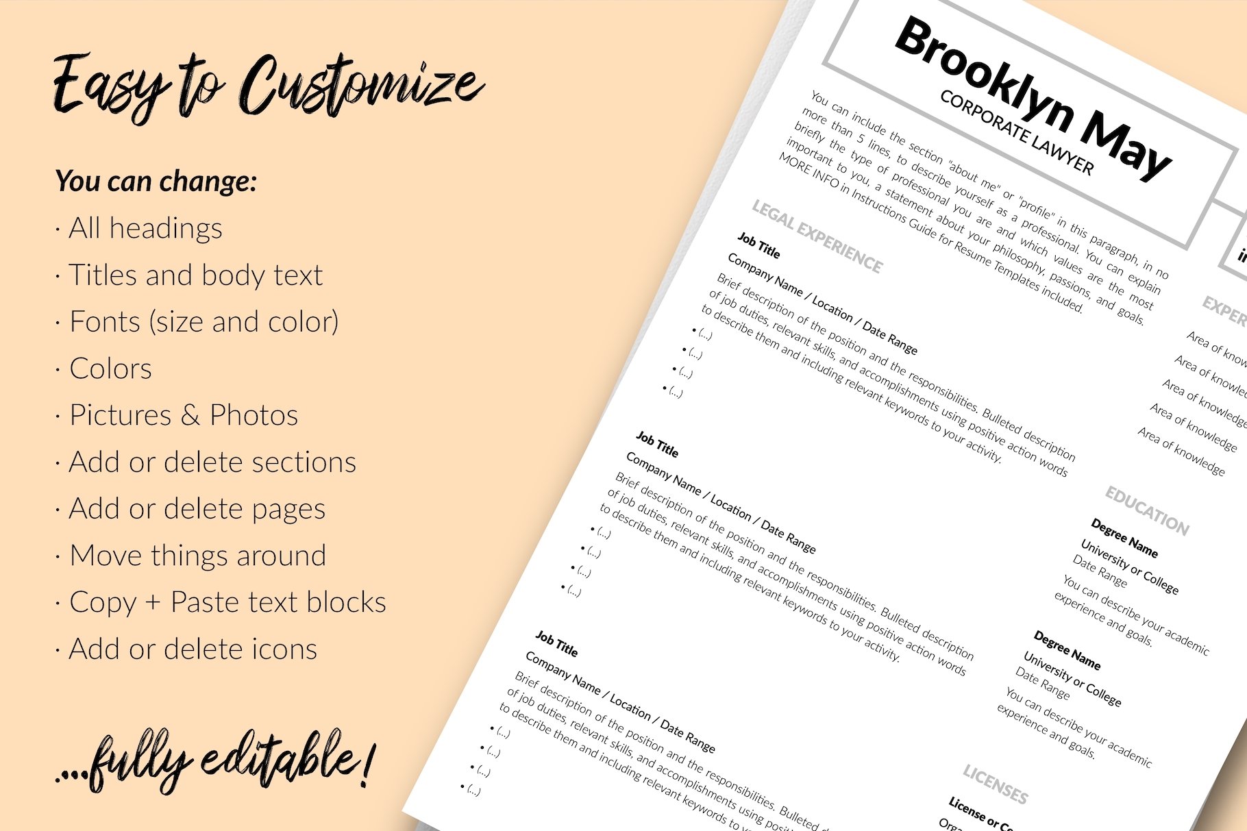 resume cv template brooklyn may for creative market 13 easy to edit 193