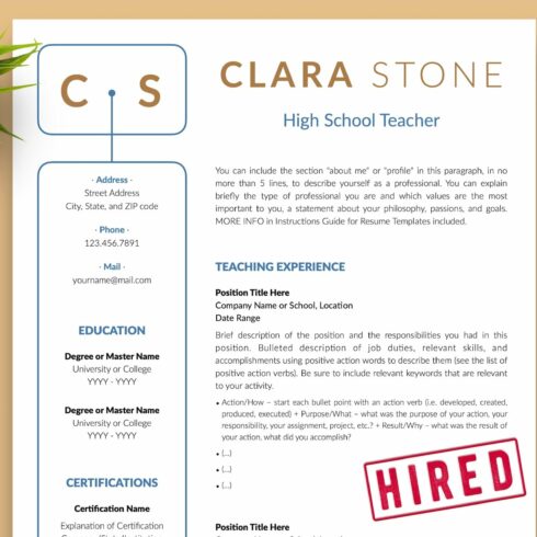 Teacher Resume Bundle / CV  - Clara cover image.