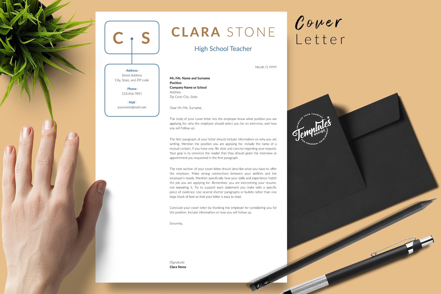 resume cv template clara stone for creative market 05 cover letter 17