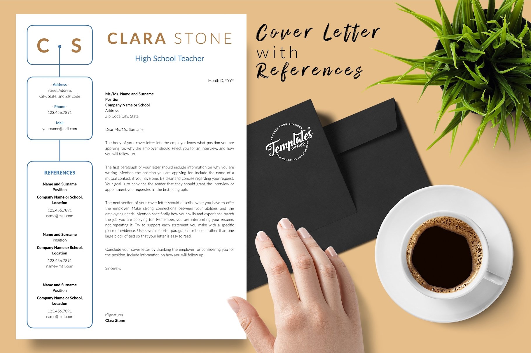 resume cv template clara stone for creative market 07 cover letter with references 667