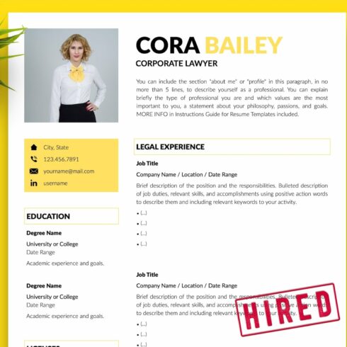 Lawyer CV Template / Resume - Cora cover image.