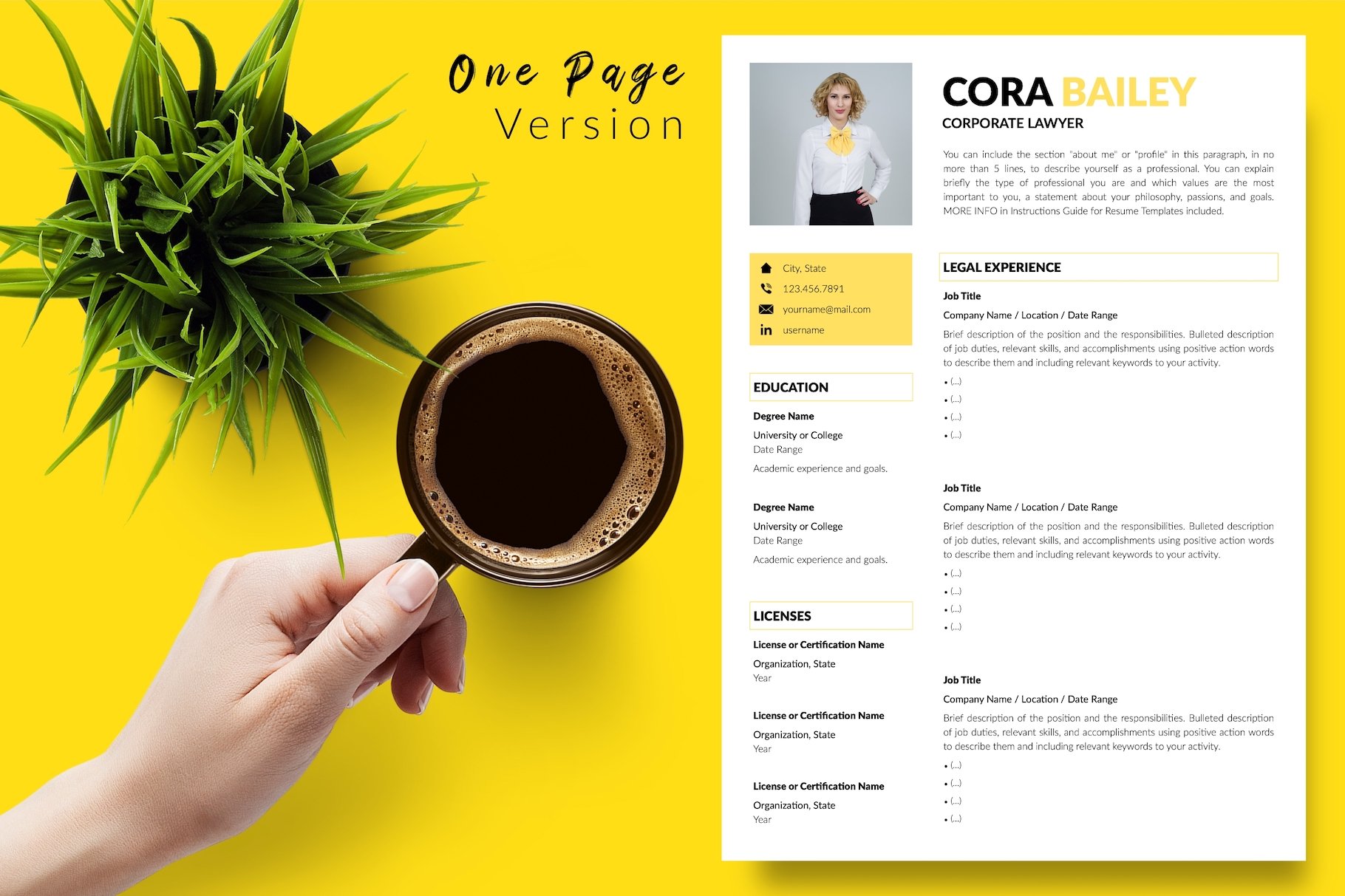 Lawyer CV Template / Resume - Cora preview image.