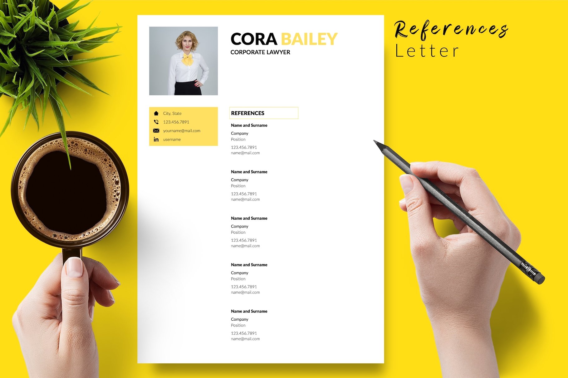 resume cv template cora bailey for creative market 06 references 824