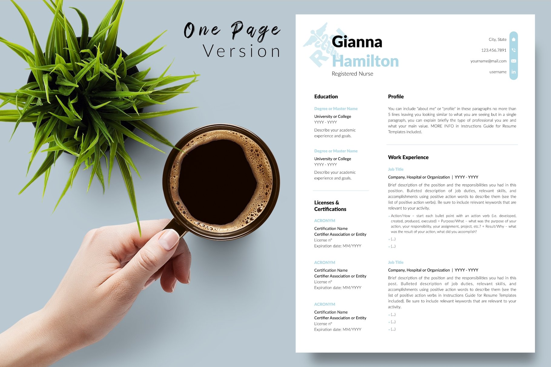 Nurse Resume Design / CV - Gianna preview image.