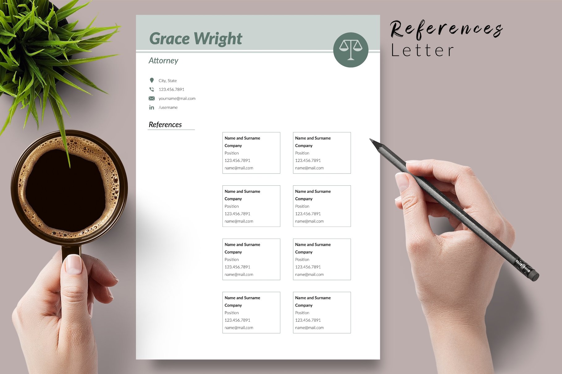 resume cv template grace wright for creative market 06 references 325