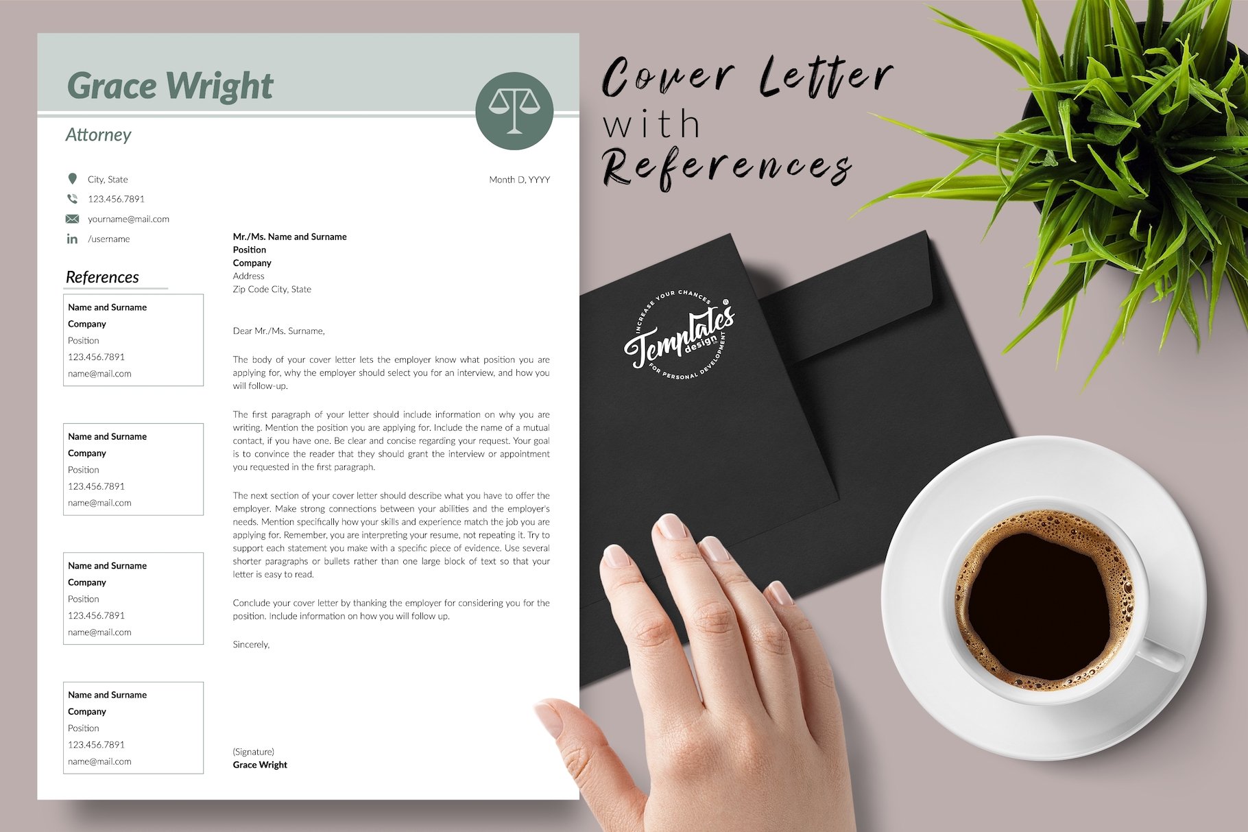 resume cv template grace wright for creative market 07 cover letter with references 529