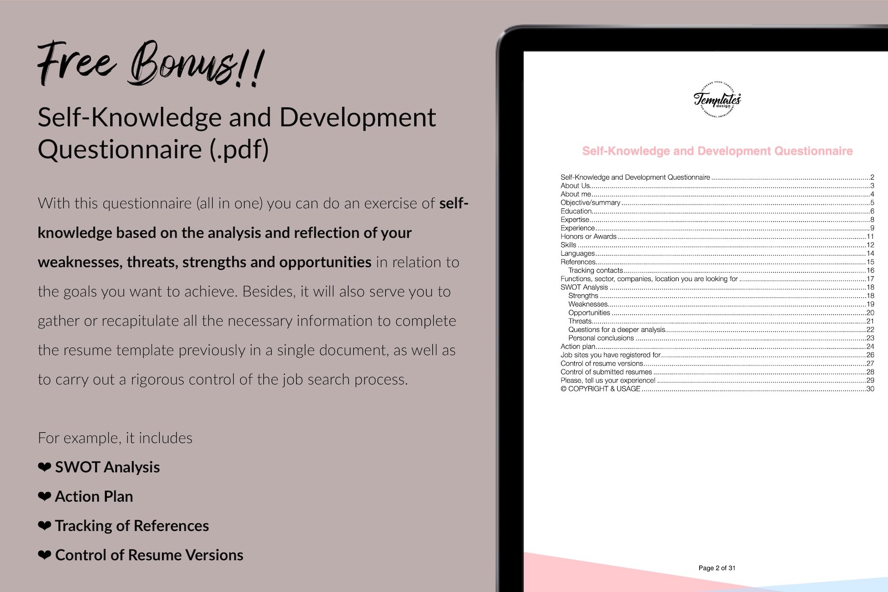 resume cv template grace wright for creative market 12 self knowledge and development questionnaire 695