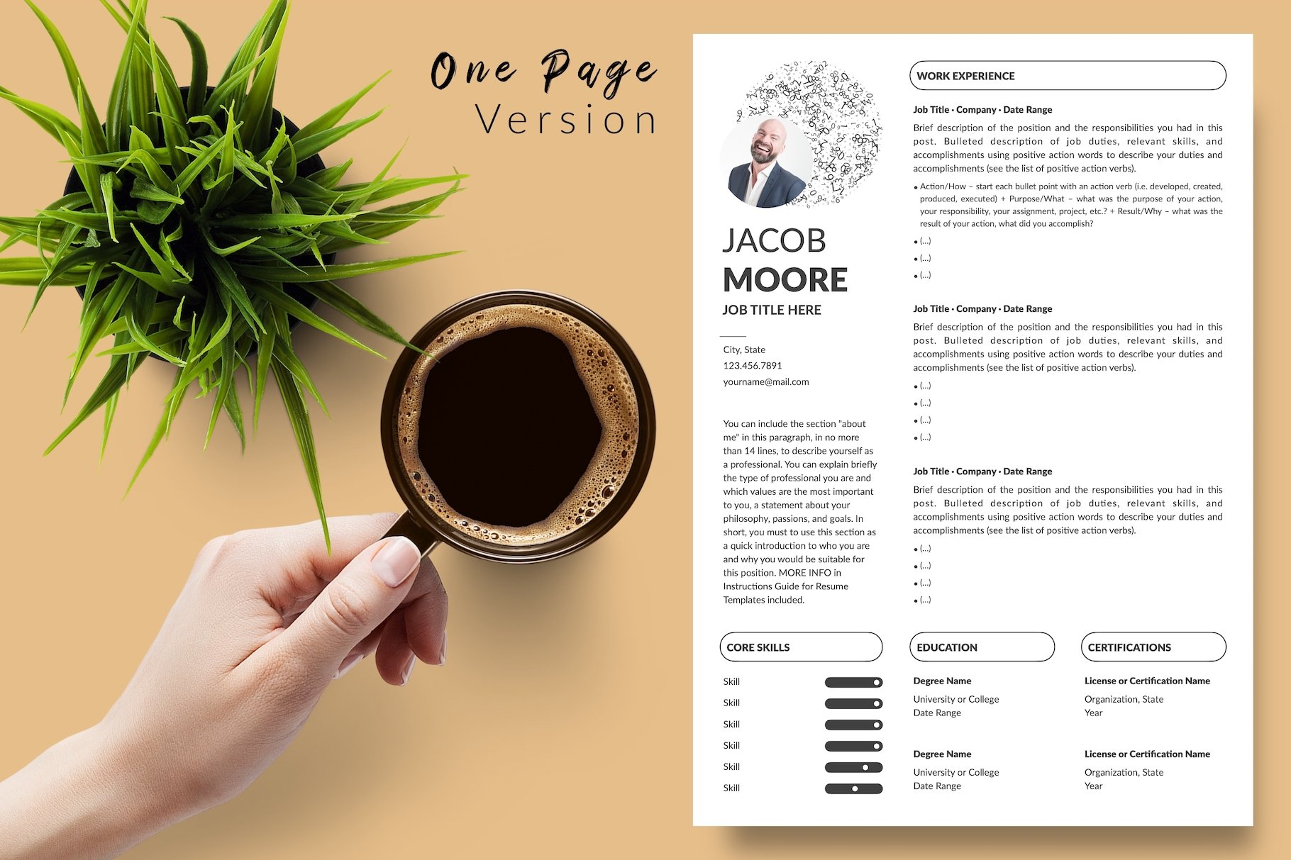 resume cv template jacob moore 282in1 special edition29 for creative market 02 one page version white edition 13