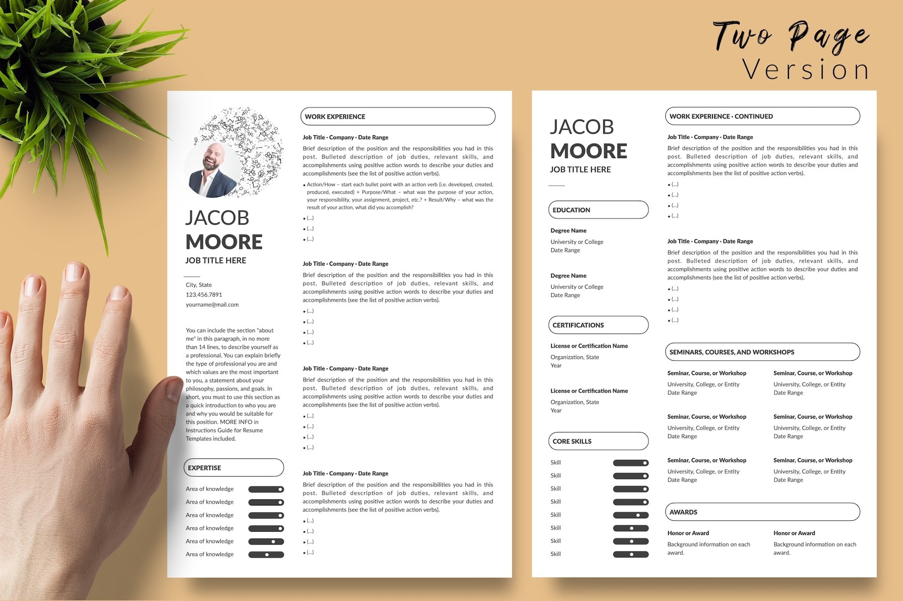resume cv template jacob moore 282in1 special edition29 for creative market 03 two page version white edition 480