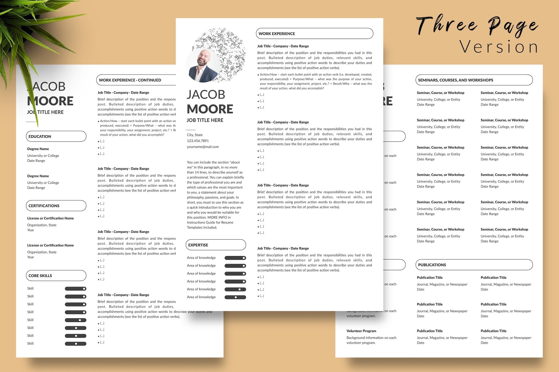 resume cv template jacob moore 282in1 special edition29 for creative market 04 three page version white edition 26
