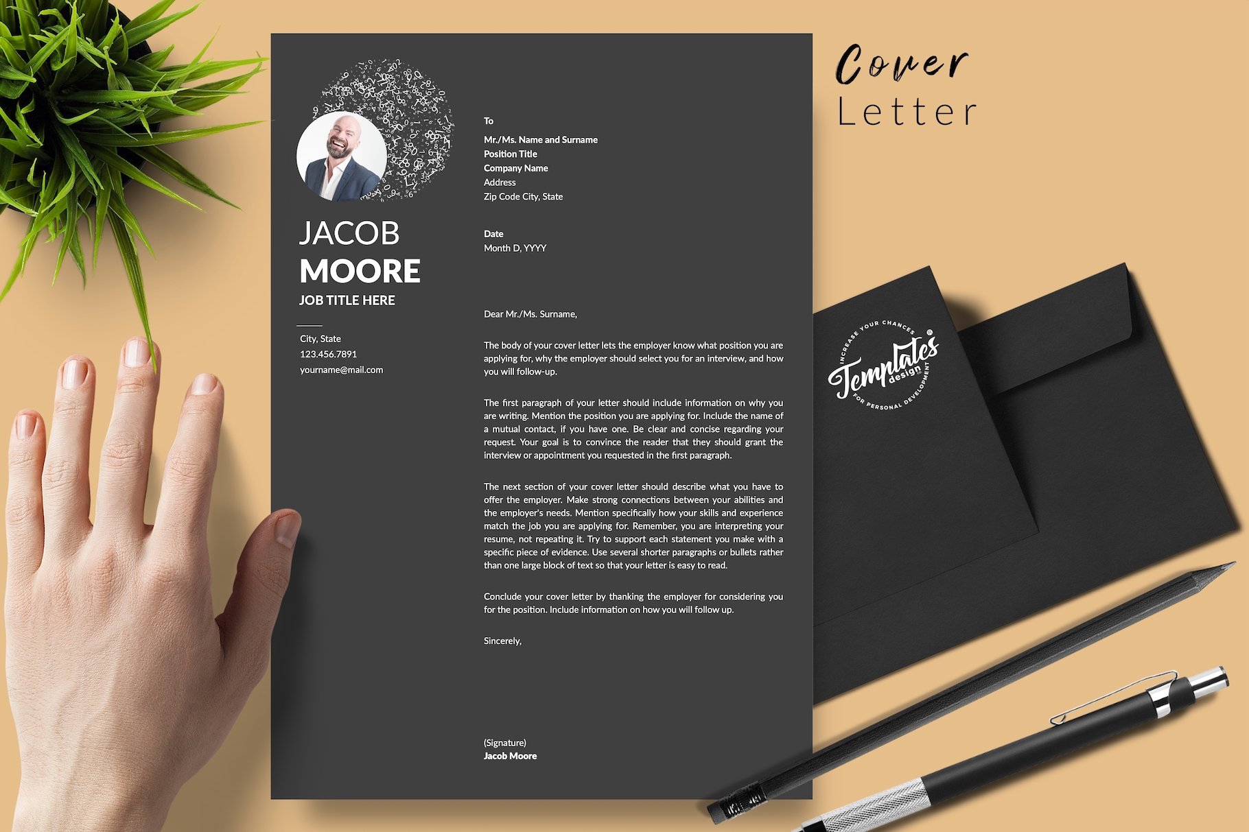 resume cv template jacob moore 282in1 special edition29 for creative market 05 cover letter black edition 495