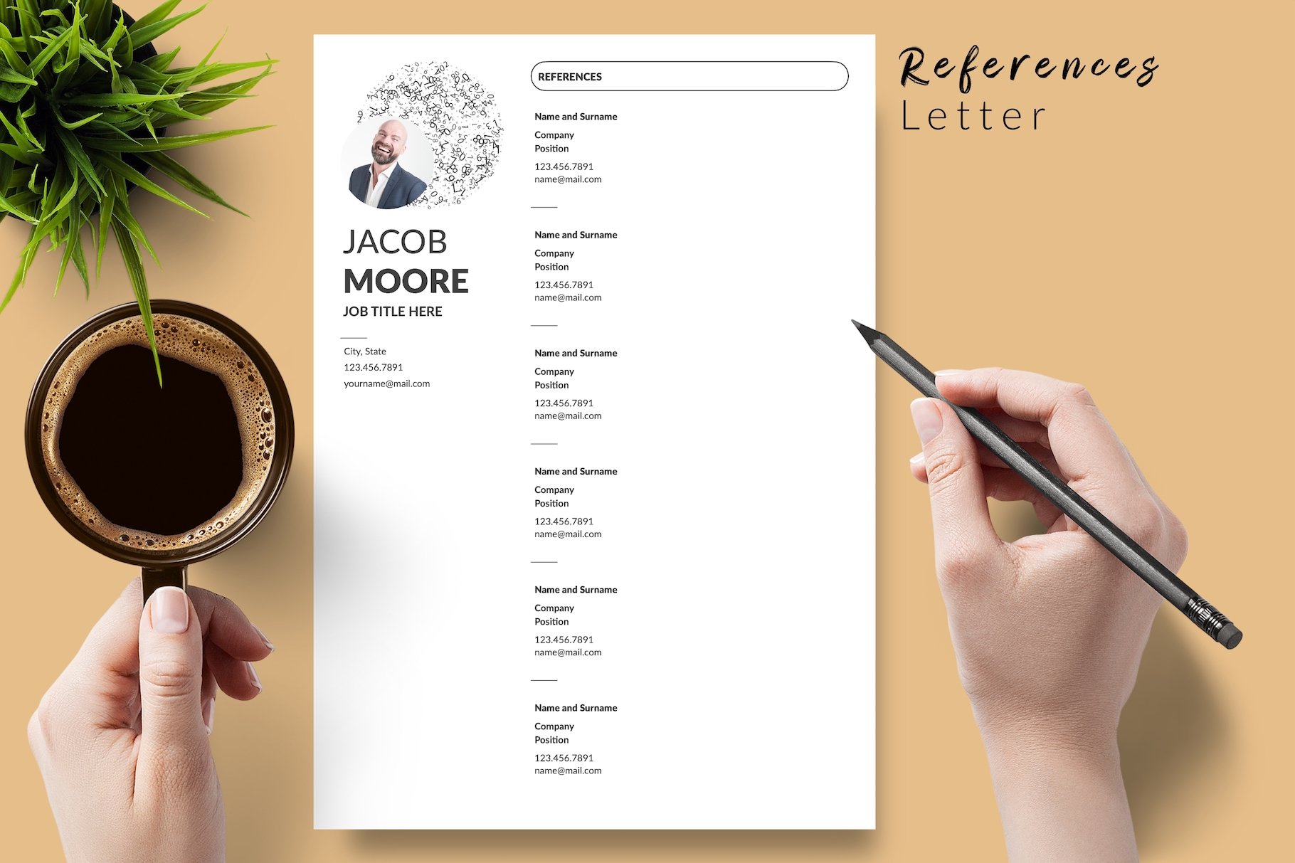 resume cv template jacob moore 282in1 special edition29 for creative market 06 references white edition 727