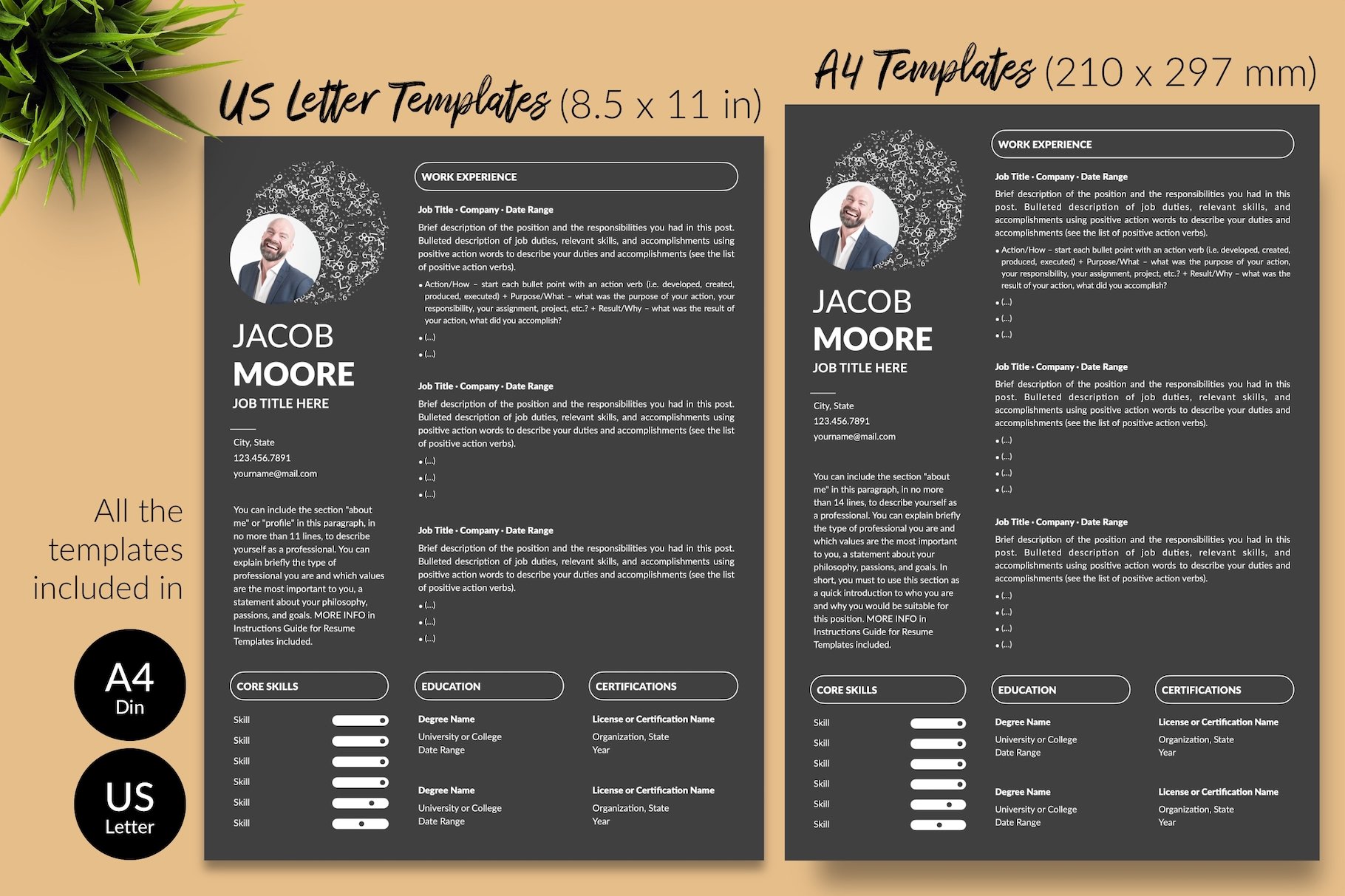 resume cv template jacob moore 282in1 special edition29 for creative market 08 size din a4 us letter 893