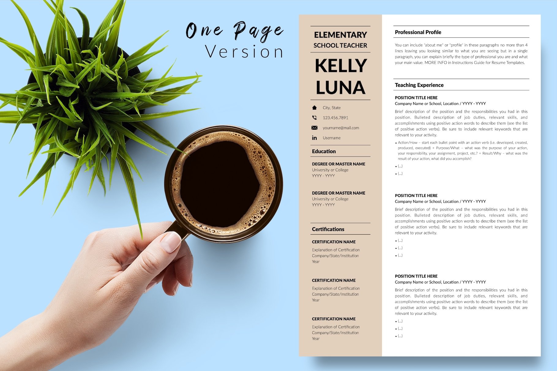 Teacher CV Design / Resume - Kelly preview image.