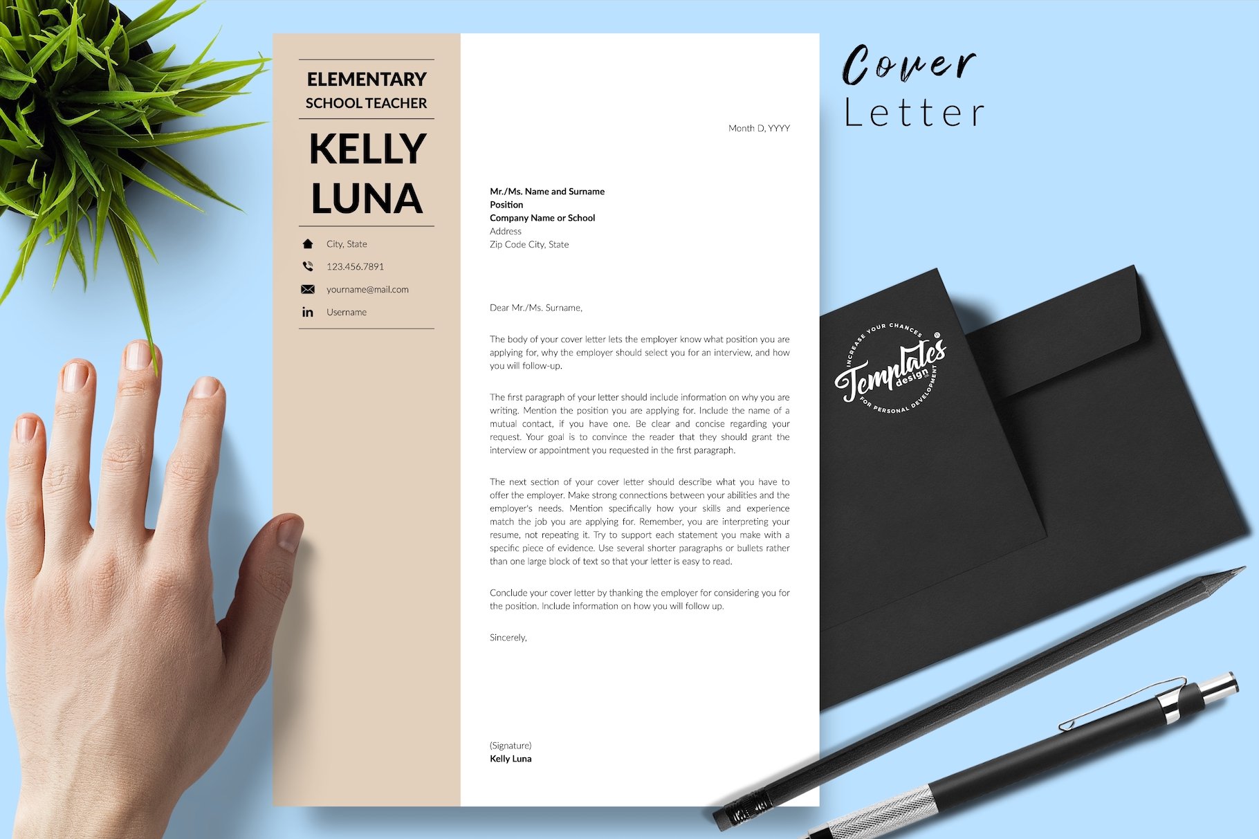 resume cv template kelly luna for creative market 05 cover letter 910