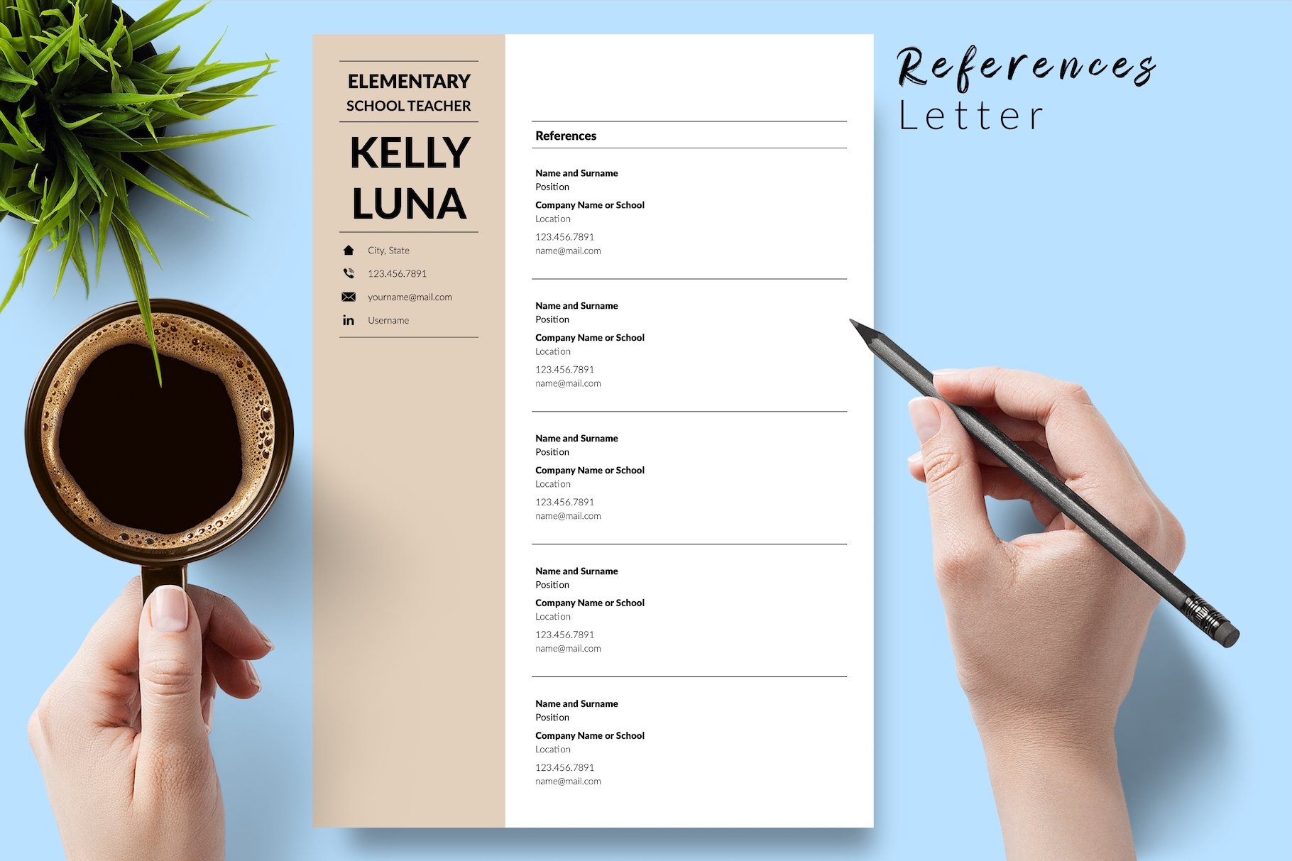 resume cv template kelly luna for creative market 06 references 36