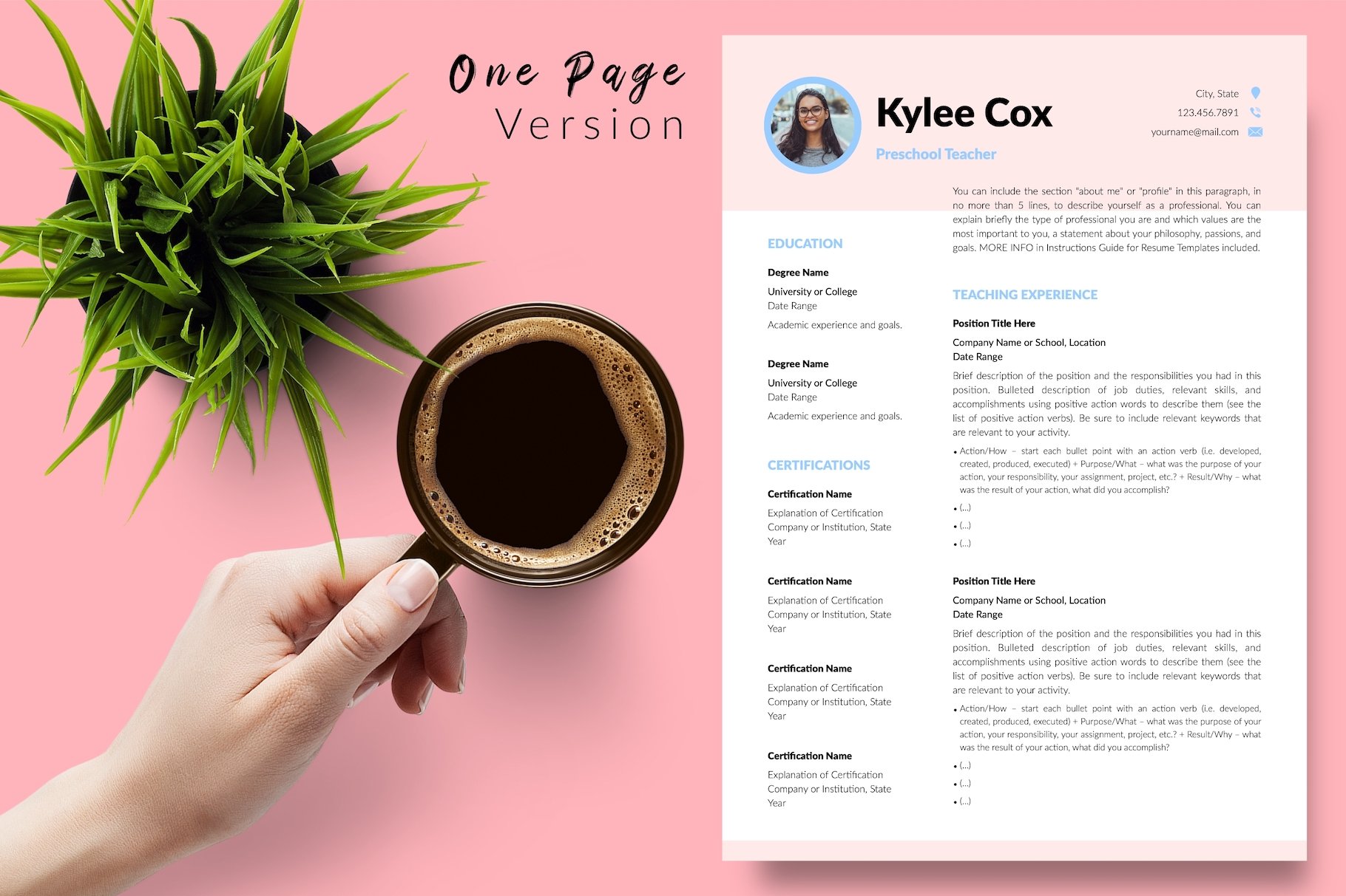 Teacher Resume Design / CV - Kylie preview image.