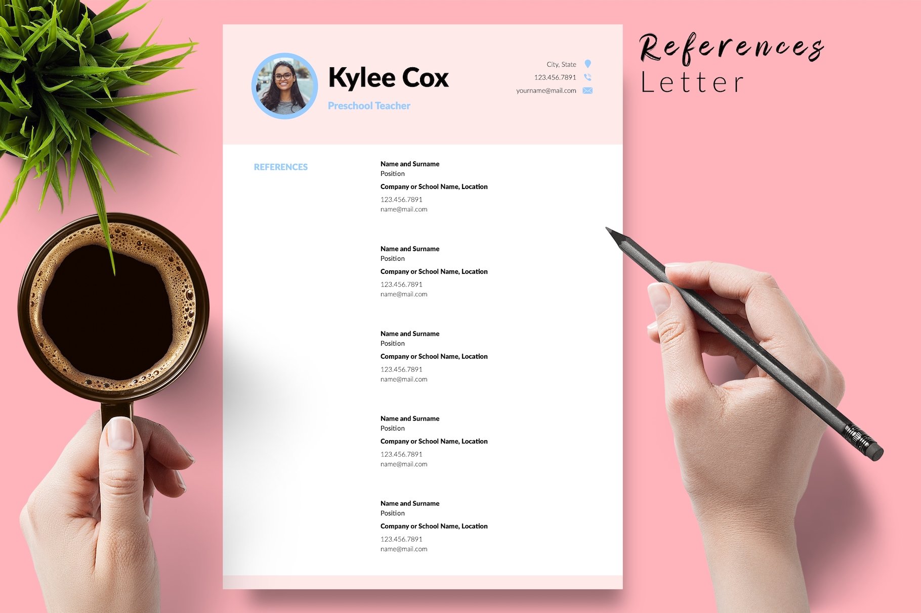 resume cv template kylie cox for creative market 06 references 184