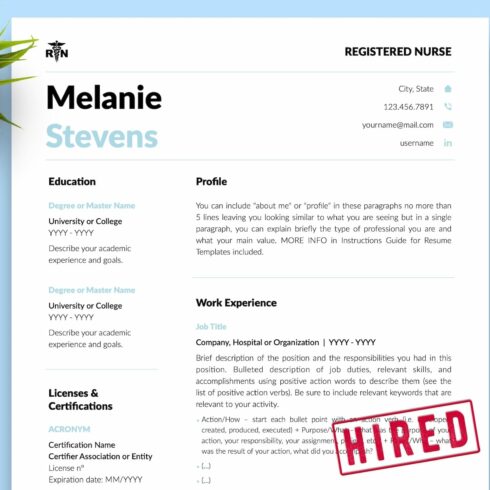 Nurse Resume Template / CV - Melanie cover image.