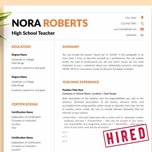 Teacher CV Bundle / Resume - Nora cover image.