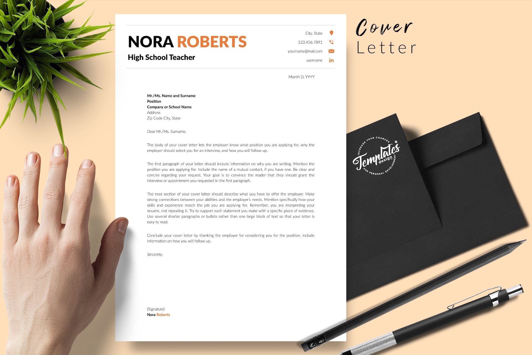 resume cv template nora roberts for creative market 05 cover letter 552
