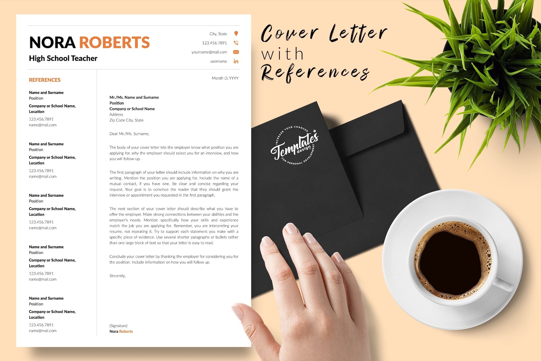 resume cv template nora roberts for creative market 07 cover letter with references 212