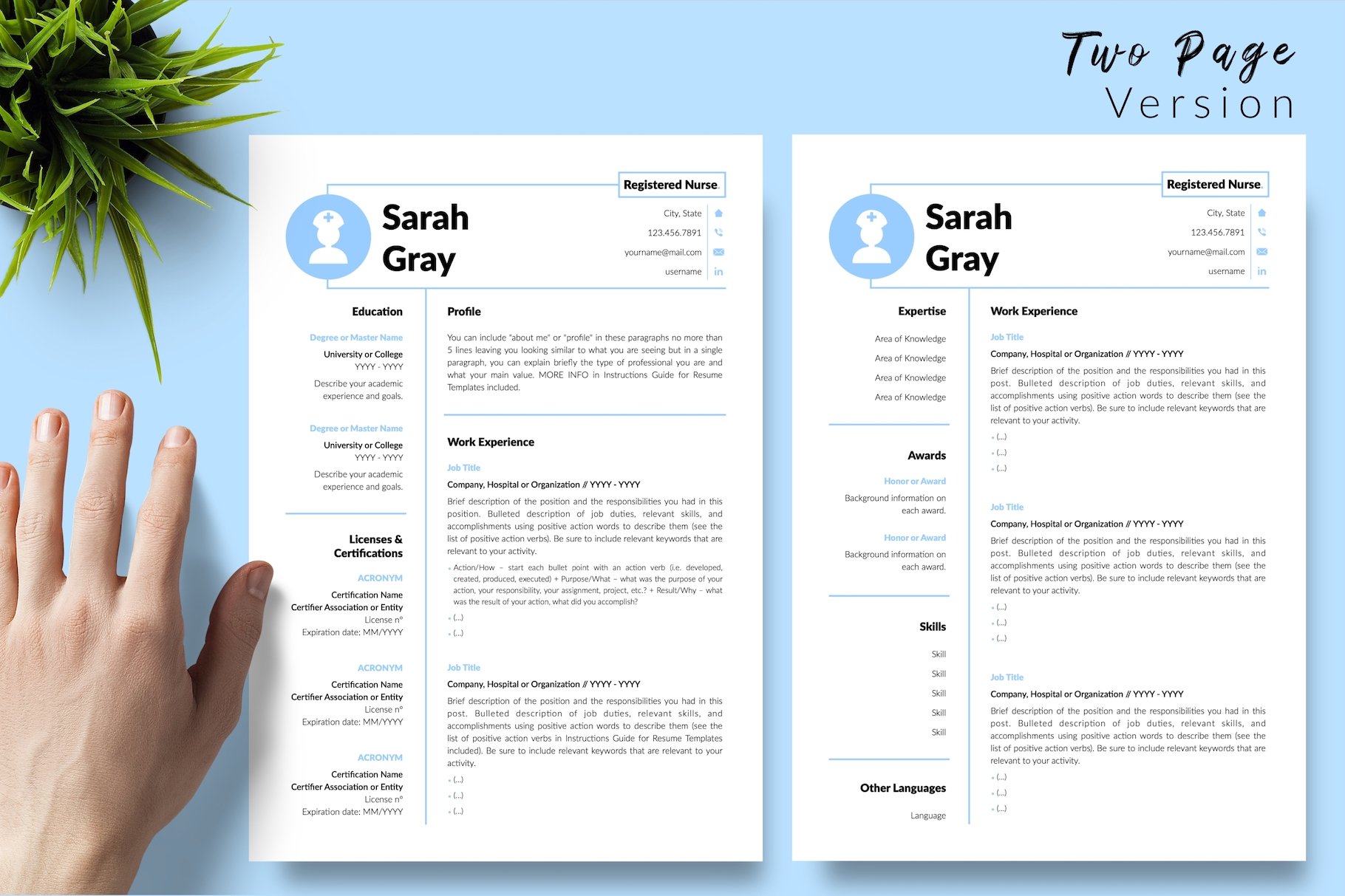 resume cv template sarah gray for creative market 03 two page version 812