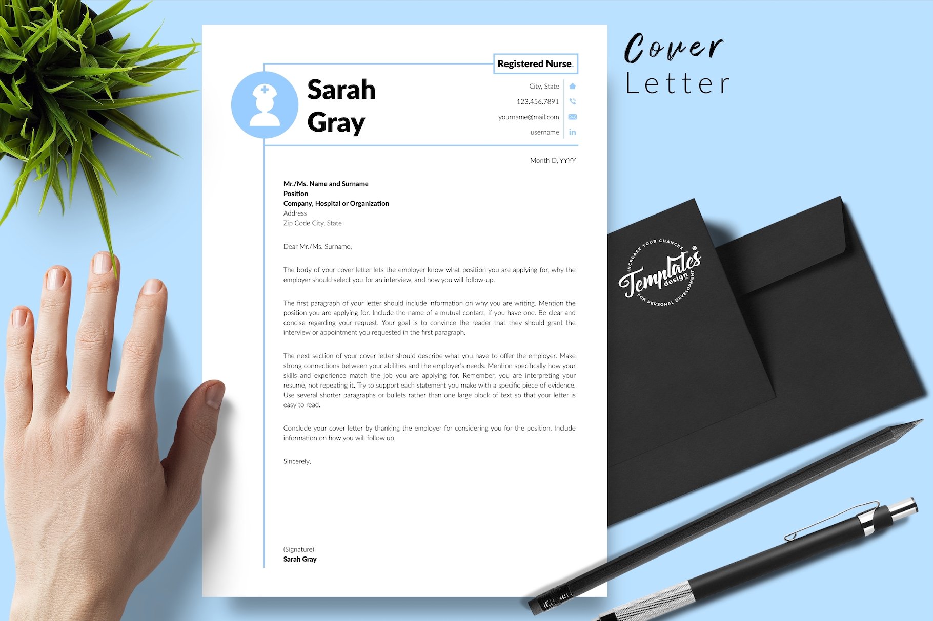 resume cv template sarah gray for creative market 05 cover letter 537