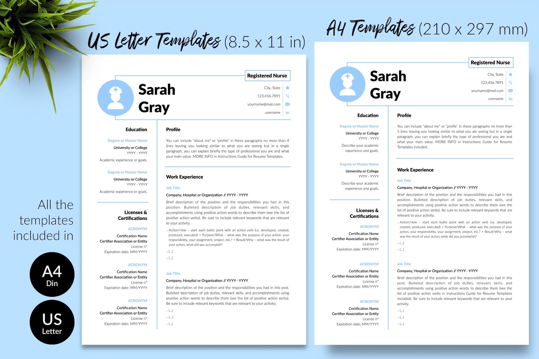 resume cv template sarah gray for creative market 08 size din a4 us letter 516