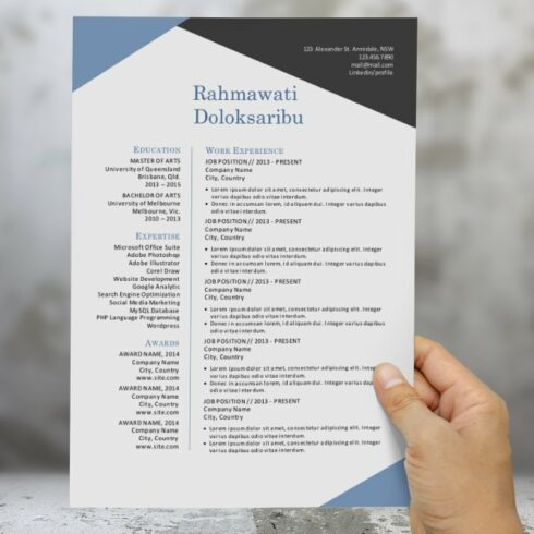 3 in 1 Word modern resume template cover image.