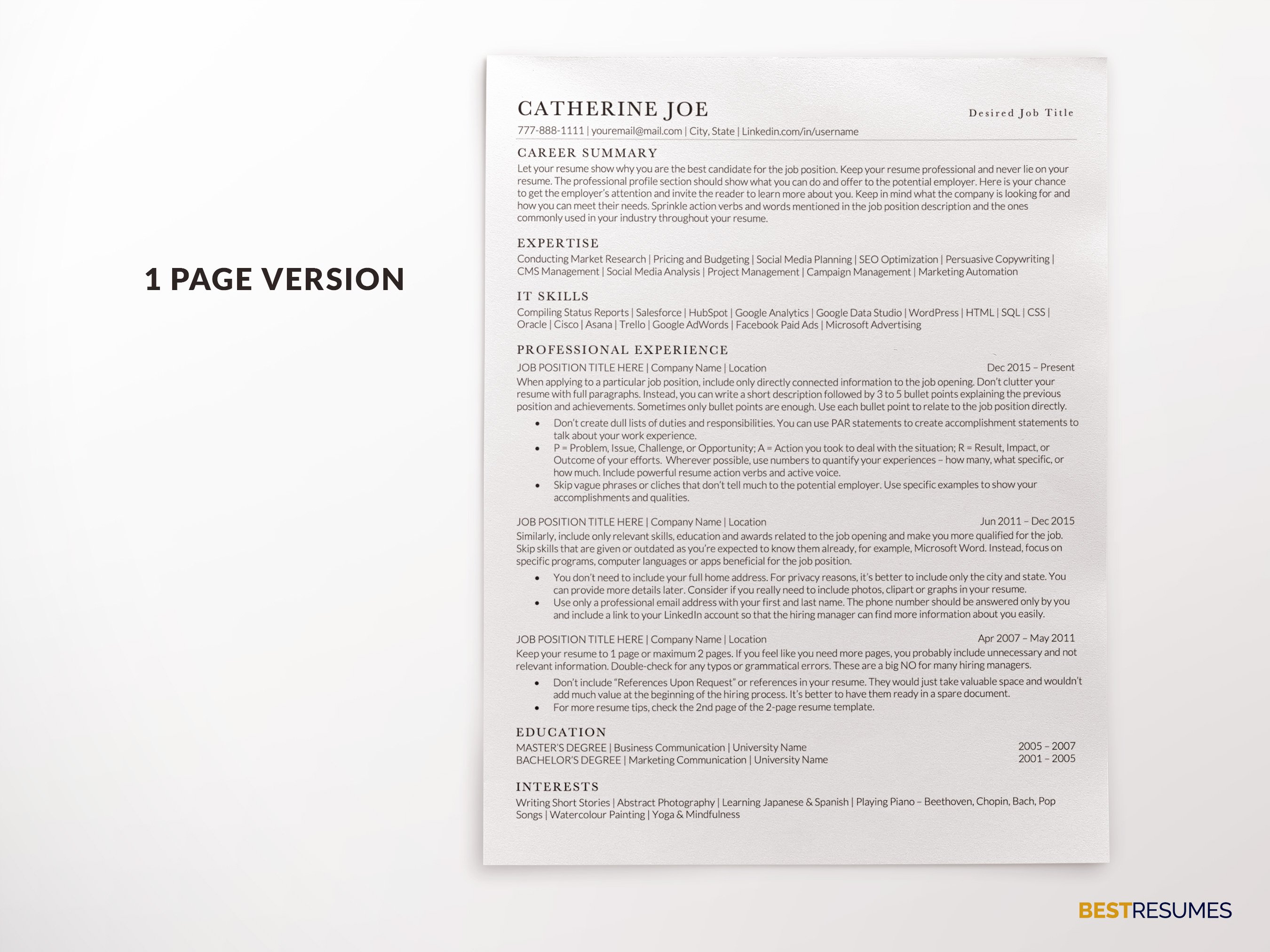 Resume Template for Apple Mac Pages preview image.