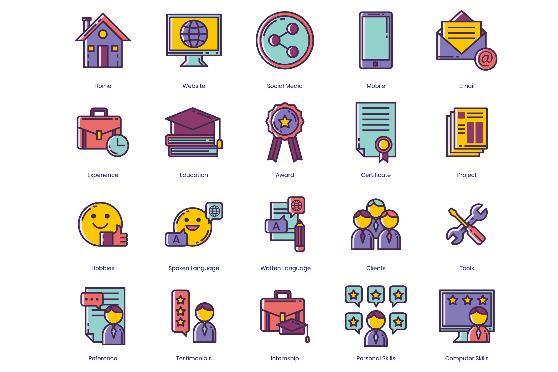50 Resume Icons | Lilac preview image.