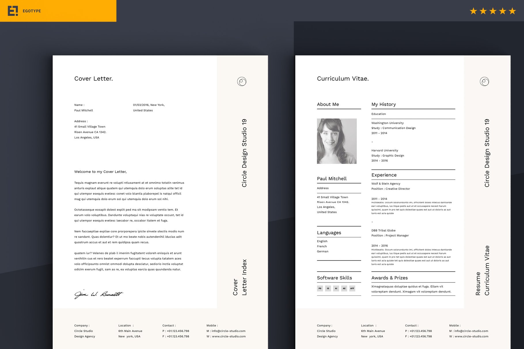 resume letter egotype design template 14 715