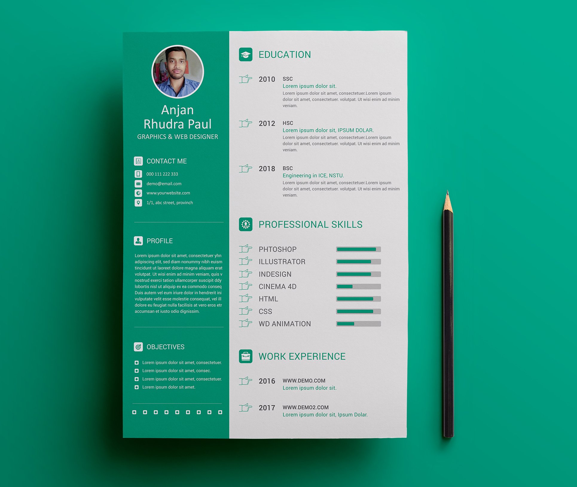 CV / Resume PSD Template preview image.
