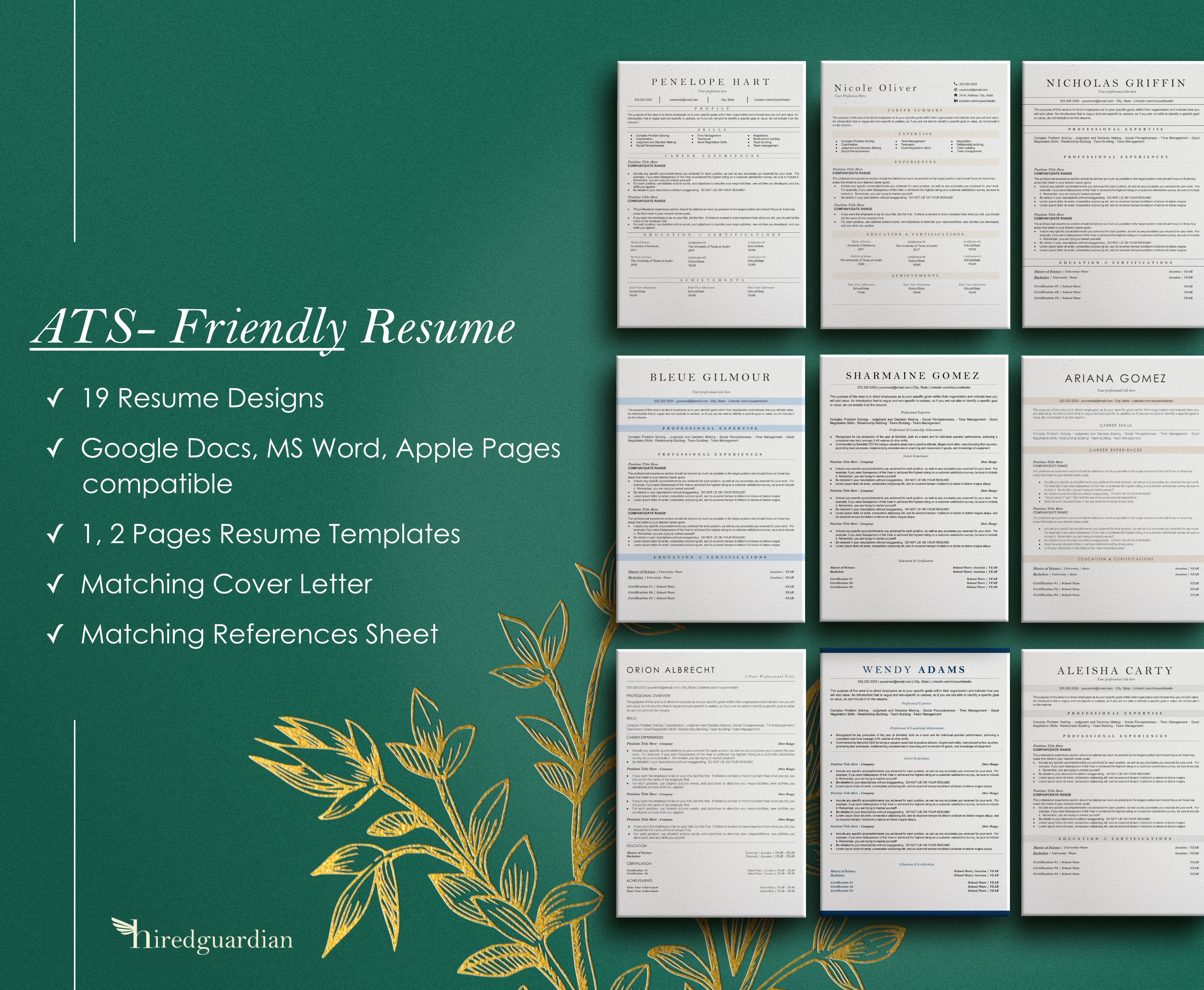 Bunch of resumes on a green background.