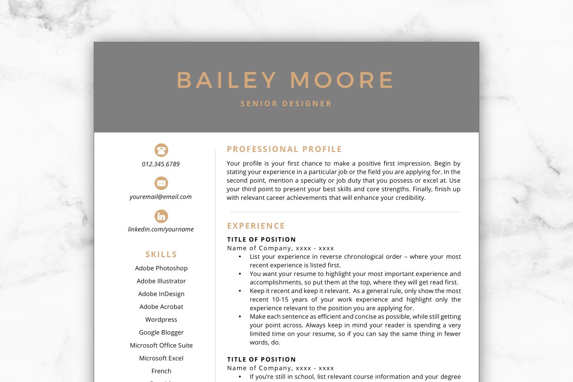 CV Template/Resume - Bailey cover image.