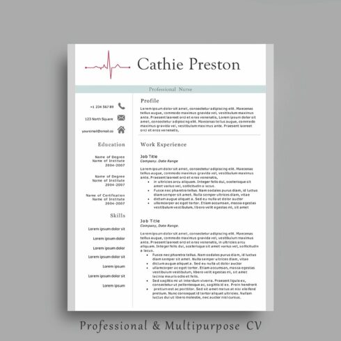 Professional and professional resume template.