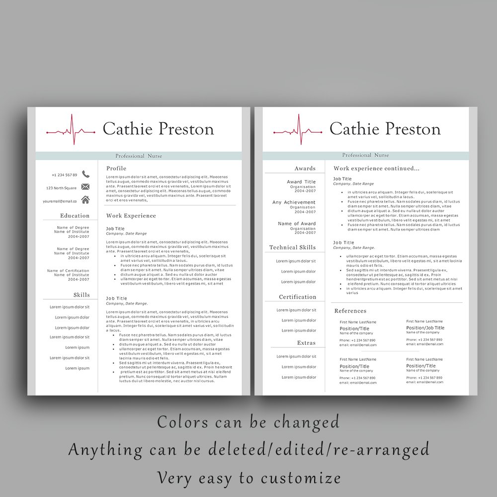 Professional resume template for a doctor.