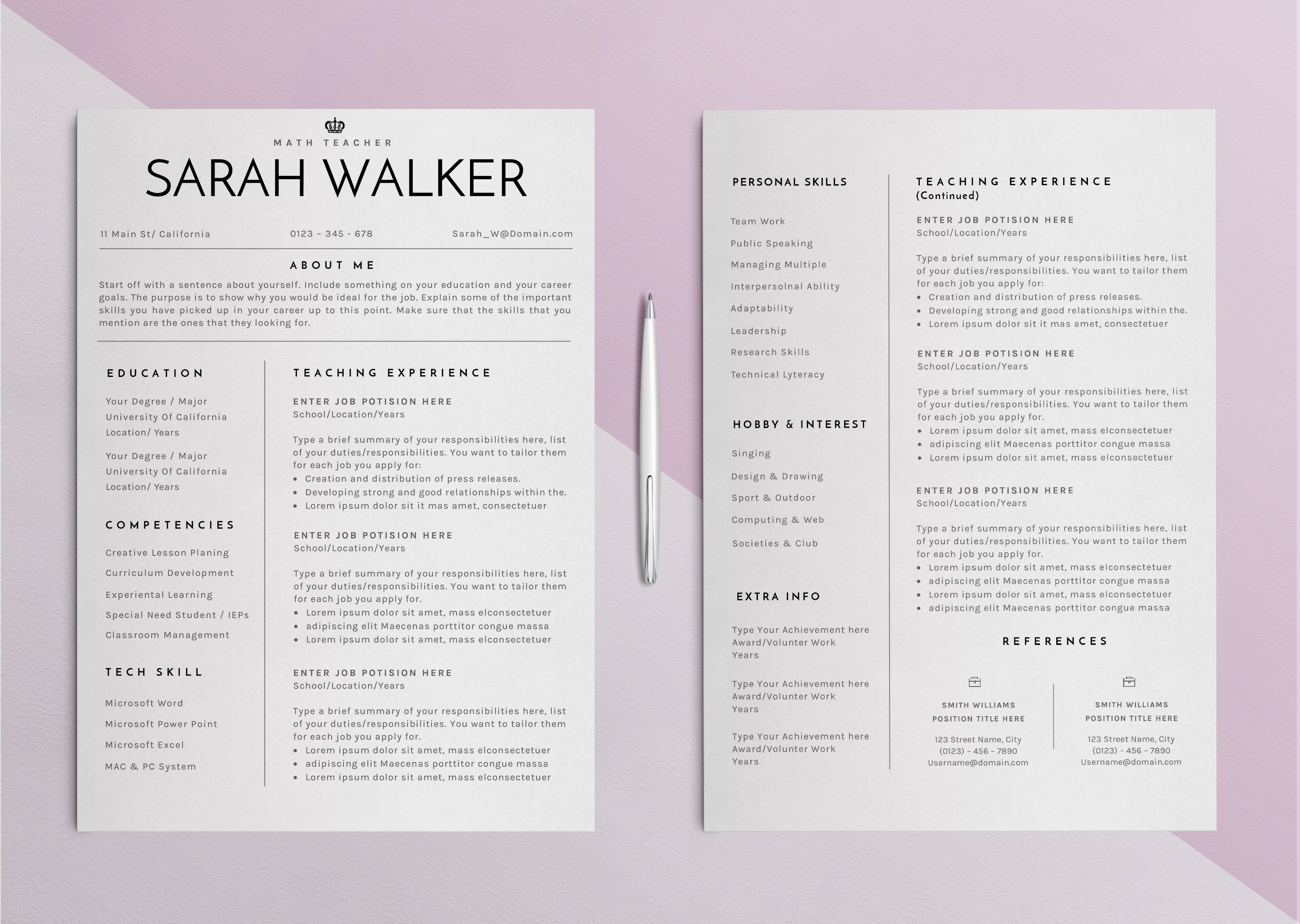 Resume / CV Teacher Edition - 2 preview image.